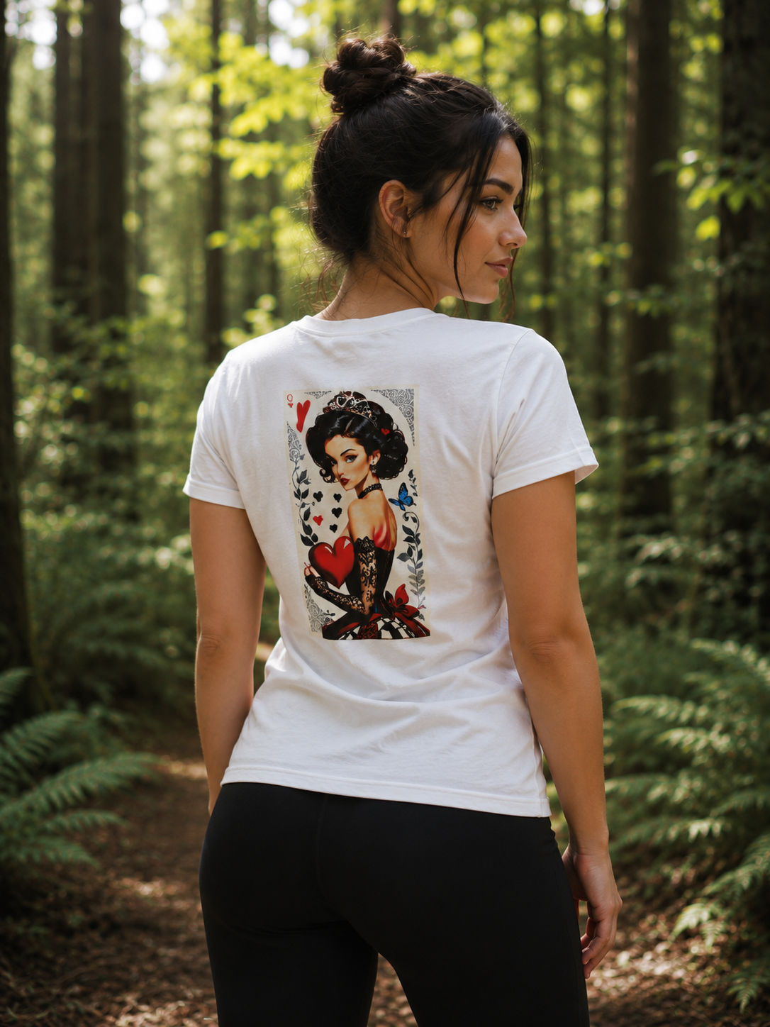White Female T-shirt with Queen of heart design