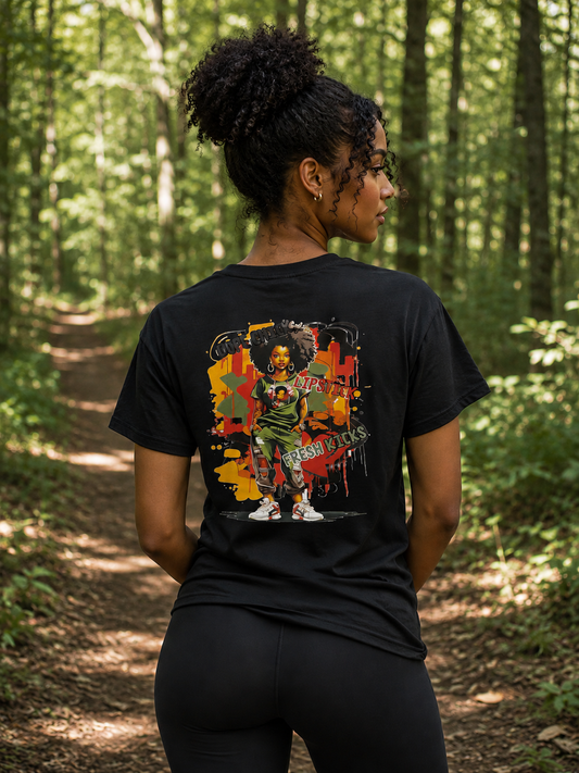Female Black T-shirt with bold design